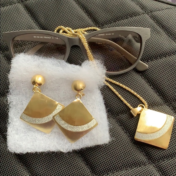 18 karat gold plated set, necklace & earrings - Picture 3 of 3